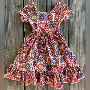 little stocking co - granny square charm twirl dress - 3T